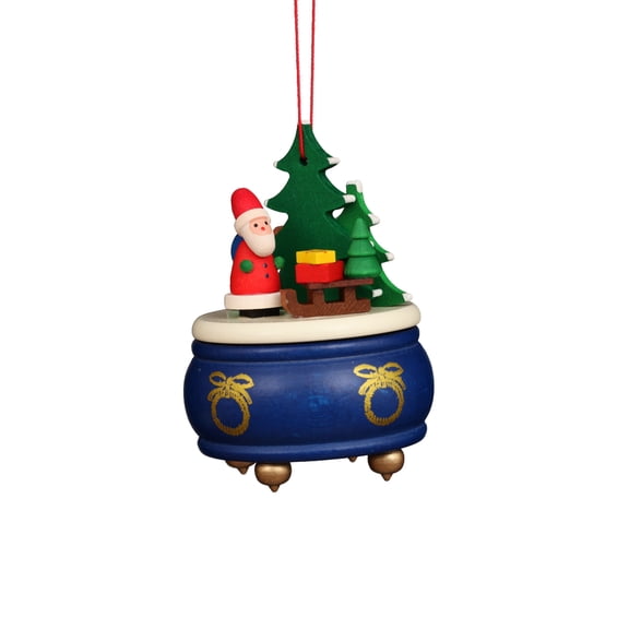 Alexander Taron 3” Christian Ulbricht Blue Music Box with Santa Christmas Ornament