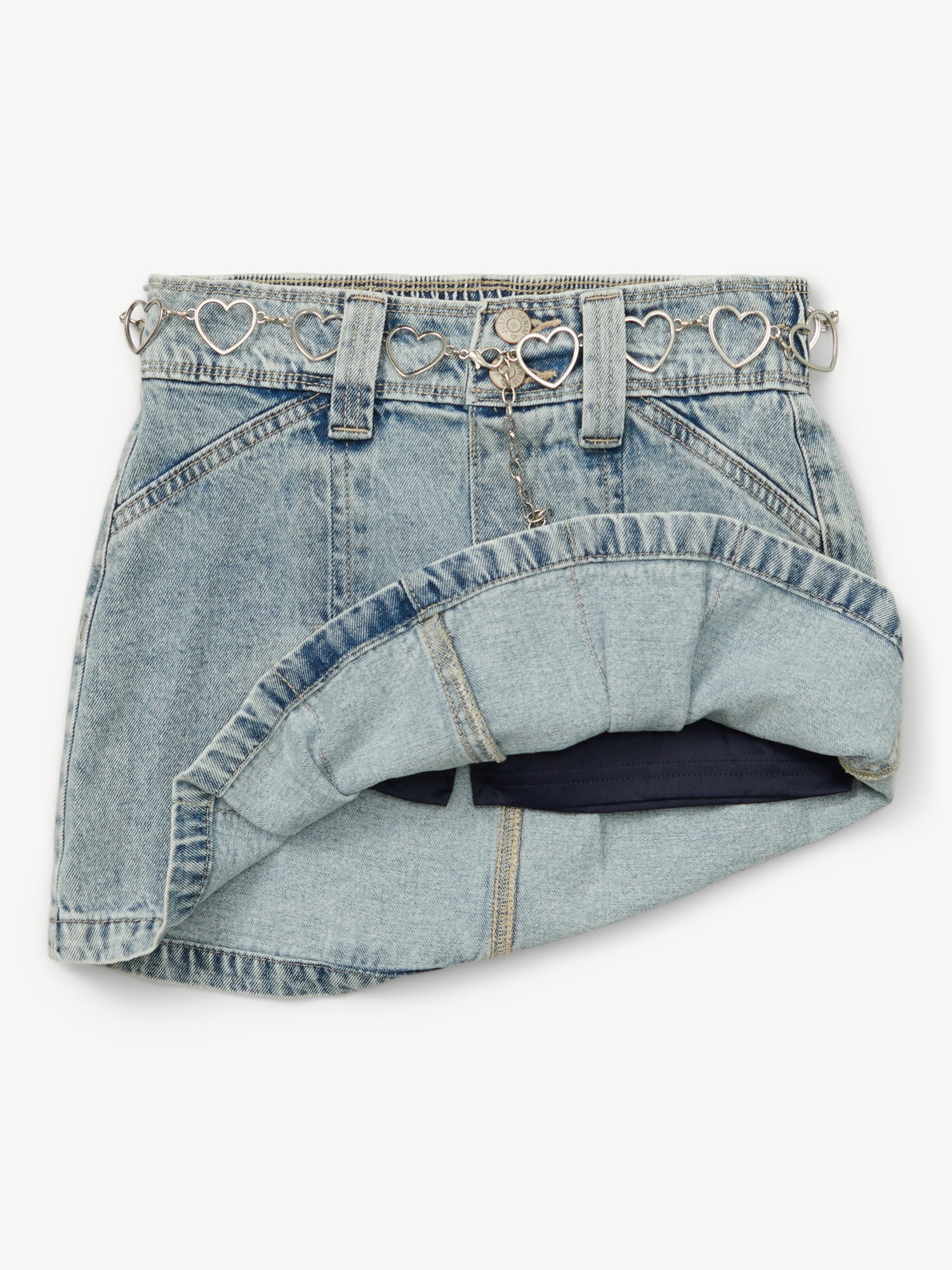 Justice Girls Front Pleat with Chain Denim Skirt, Sizes XS - XLP