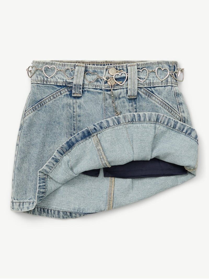 Justice Girls Front Pleat with Chain Denim Skirt, Sizes XS - XLP