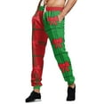 thumbnail image 3 of MAWCLOS Men Straight Leg Christmas Print Trousers Running High Waist Sweatpants Red Green M, 3 of 4