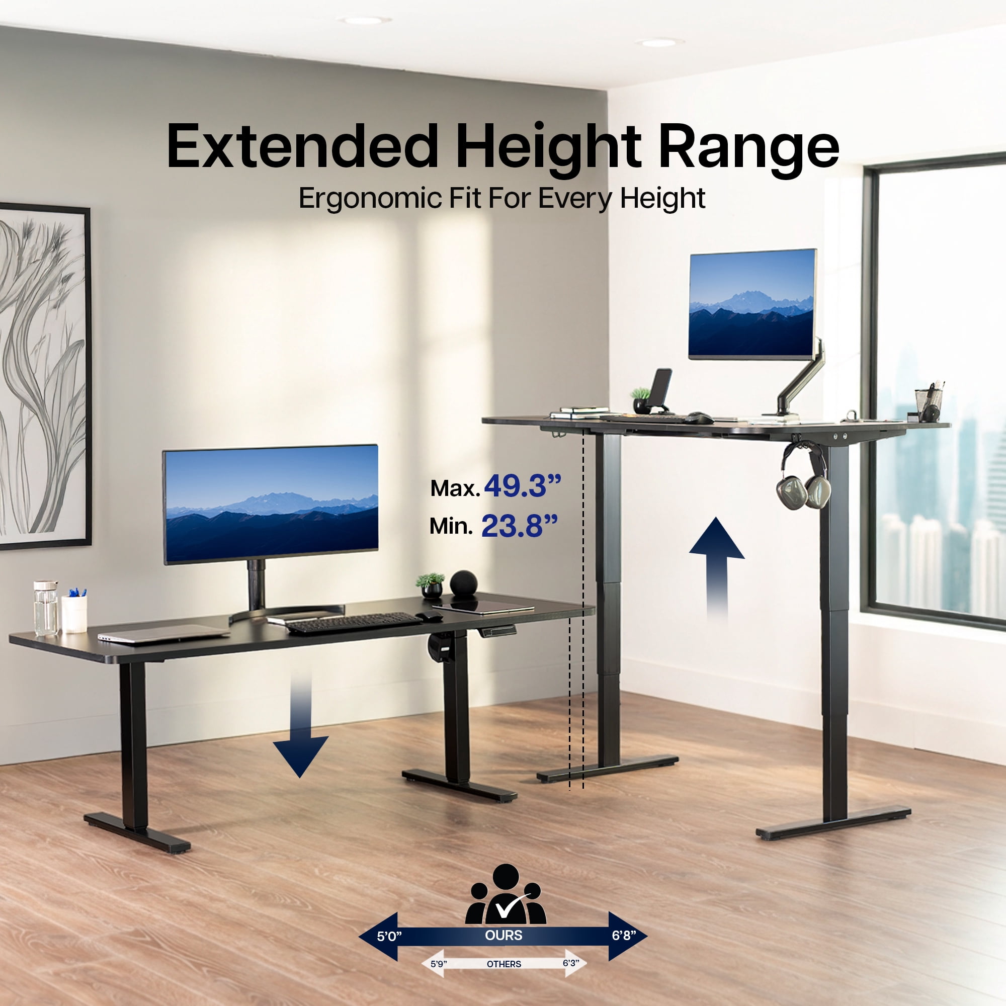 VIVO Electric Stand Up Desk Frame Single Motor Standing Height Adjustable