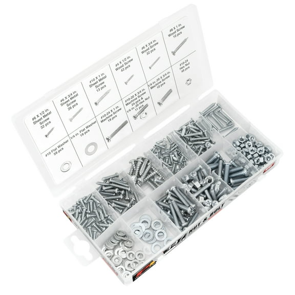 Performance Tool W5221 347pc SAE Nuts & Bolts Assortment With Case