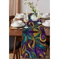 thumbnail image 4 of Yellow Purple Green Burlap-Cotton Table Runner 120 Inches Long,Modern Abstract Art Geometric Farmhouse Table Runners,Outdoor Dining Tablecloths Decor for Baby Shower Party Wedding 13x120, 4 of 9