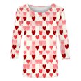 thumbnail image 4 of VKOYWKM Women's Valentine T Shirts Cute Love Heart Print T-Shirts 3/4 Sleeve Crew Neck Valentine Gift Tee Casual Hearts Tops, 4 of 5