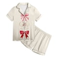 thumbnail image 3 of Zshosam Teen Girl Pajamas Little Girls Summer Pajamas Kids 2 Piece Pjs Toddler Girls Short Sleeve Sleepwear Clothes Sets Size 10T 11T,(Beige 10-11 Years), 3 of 3