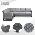 thumbnail image 3 of POCASSY Outdoor Furniture Set with Outdoor Sectional Sofa, 102 Inch Width Patio L Shape Sectional Sofa Gray Wicker Rattan Couch for Porch Deck Backyard, Gray/Gray, 3 of 6