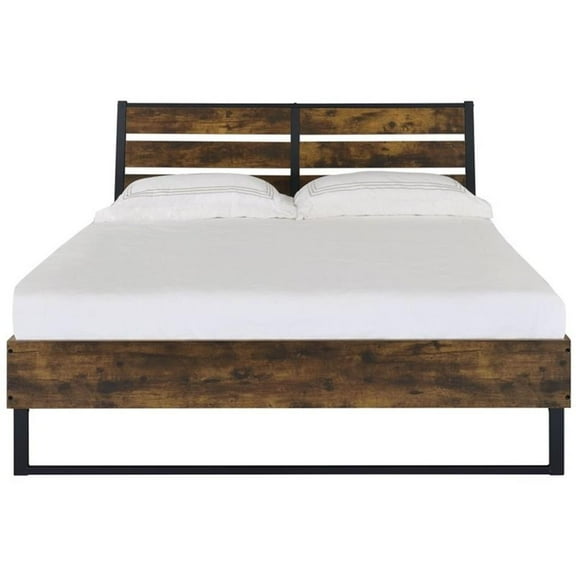 Bowery Hill Modern Eastern King Bed in Oak & Black Finish
