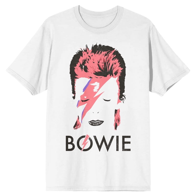 David Bowie Ziggy Stardust Portrait Art Men's White T-shirt-3XL