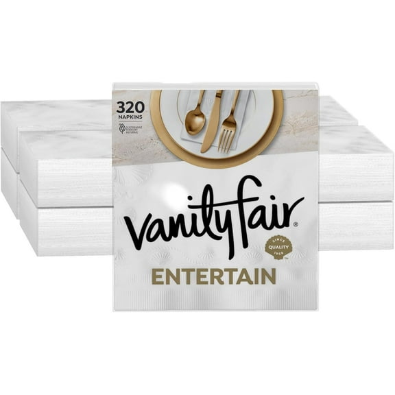 Vanity Fair Entertain Paper Napkins, 320 Count, Disposable Napkins Made For And