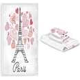 thumbnail image 7 of SKYSONIC 3 Pack Towel Beautiful Paris Eiffel Tower Love Heart Cotton Bath Towel Set (1 Bath Towel, 1 Hand Towel, 1 Washcloth) for Bathroom, Super Soft and Quick Dry Towels, 7 of 7