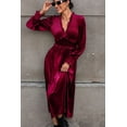 thumbnail image 3 of Women's Smocked Lantern Sleeve Midi Dress 95% Polyester 5% Elastane Sheer Bodice and Stretch for Everyday Wear, 3 of 6