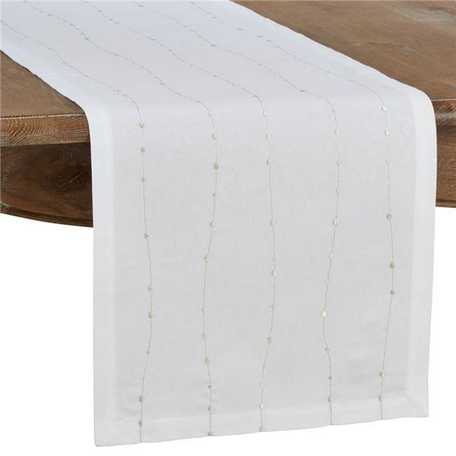 Saro Lifestyle Chemin de Table Brodé 16 x 108 Po., Coton, Oblong, Élégant