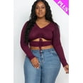 thumbnail image 5 of Plus Size Drawstring Ruched Cutout Crop Top 2XL, 5 of 11