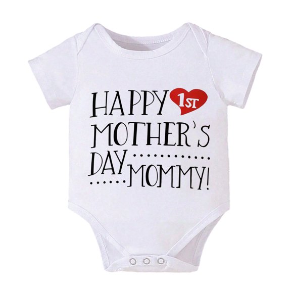 Baby Boys' Bodysuits Smooth Letter Print Short Sleeve Crew Neck Loose Letter Bodysuit Outdoor Play Outfit