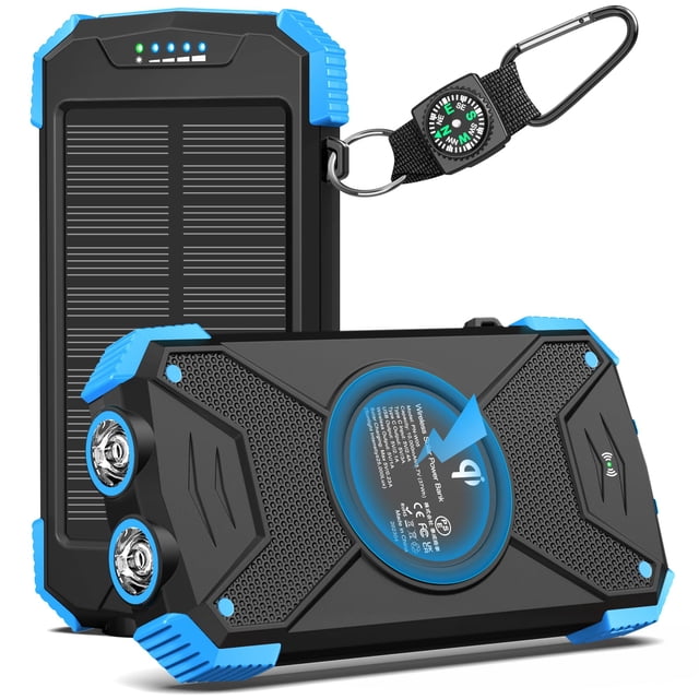 Cargador solar Power Bank BLAVOR de 10.000 mAh con conexión inalámbrica de 20 W