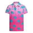 thumbnail image 2 of YMNXA Kids Boys Polo Shirt Short Sleeve Lapel Coconut Tree Print Soft Comfortable Breathable Tee Top For Casual Daily Wear,Light Pink,5-6 Years, 2 of 6