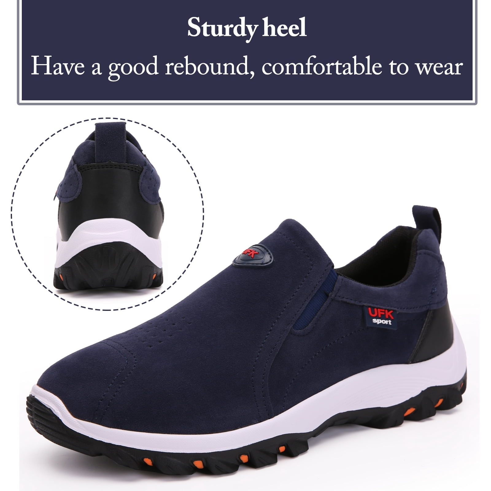 Mens Hiking Shoes Laceless Suede Breathable Slip Resistant Boots Lightweight Sneakers for Outdoor Activity Hiking Walking