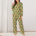 thumbnail image 2 of Honeii Summer Watermelon print Women's Pajama Sets Long Sleeve Button Down Sleepwear Nightwear Soft Pjs Lounge Sets-X-Large, 2 of 7