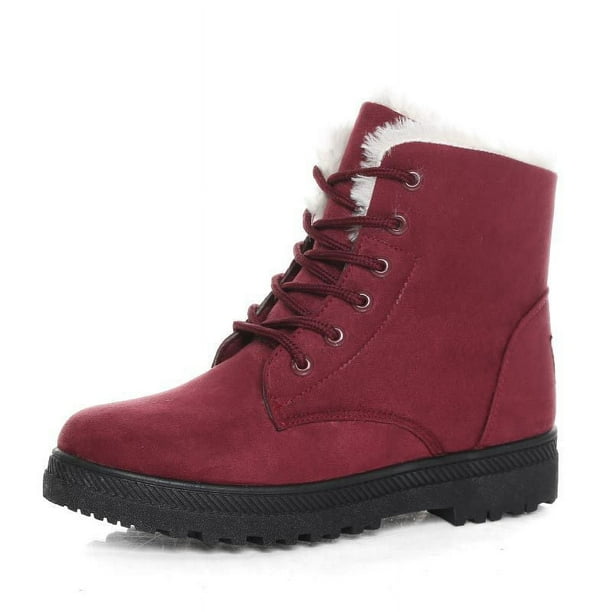 Botas de nieve para mujer, tacón plano, estilo coreano, botas Martin, botas cortas de algodón para invierno, zapatos de algodón para mujer, talla grande