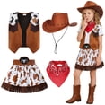 thumbnail image 2 of Staki Kids Cowgirl Costume for Girls Western Rodeo Outfit Halloween Costume Party Dress Up 5-7 Years,6-7 Years, 2 of 6