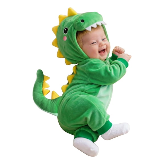 Dakiuu Baby Boys Girls Dinosaur Costume Hooded Romper With Tooth Hood And Tail