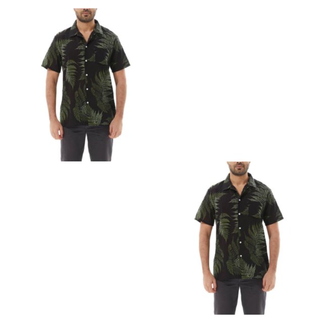 Jumpingount Camisa de playa hawaiana con botones de manga corta con estampado de hojas tropicales, camiseta transpirable de secado rápido para las Type2 NO2