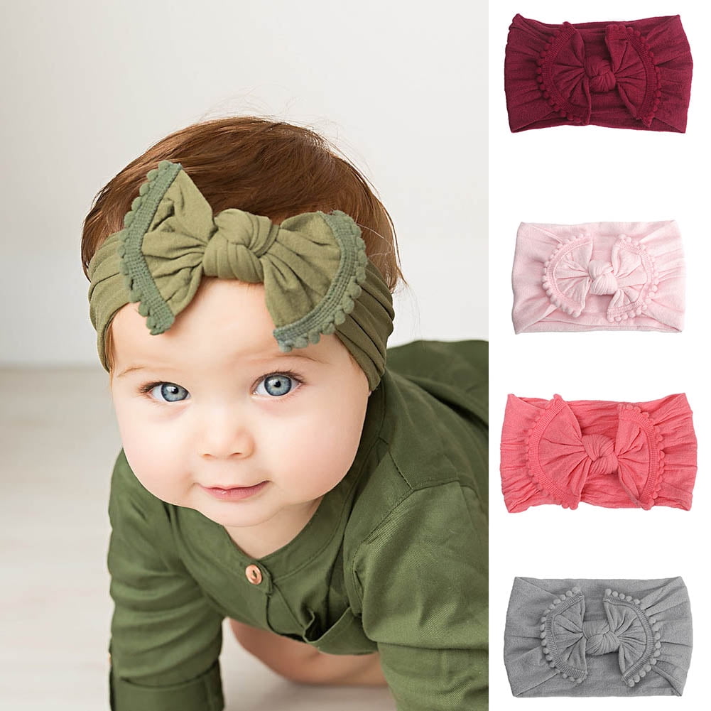Baby Nylon Headband Infant Stretch Turban Girls Bow Hairband  Bowknot Headwrap 