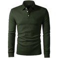 thumbnail image 1 of Adult Polo Tees for Men Long Sleeve Button Polo Tees Basic Green TShirts for Men, 1 of 4