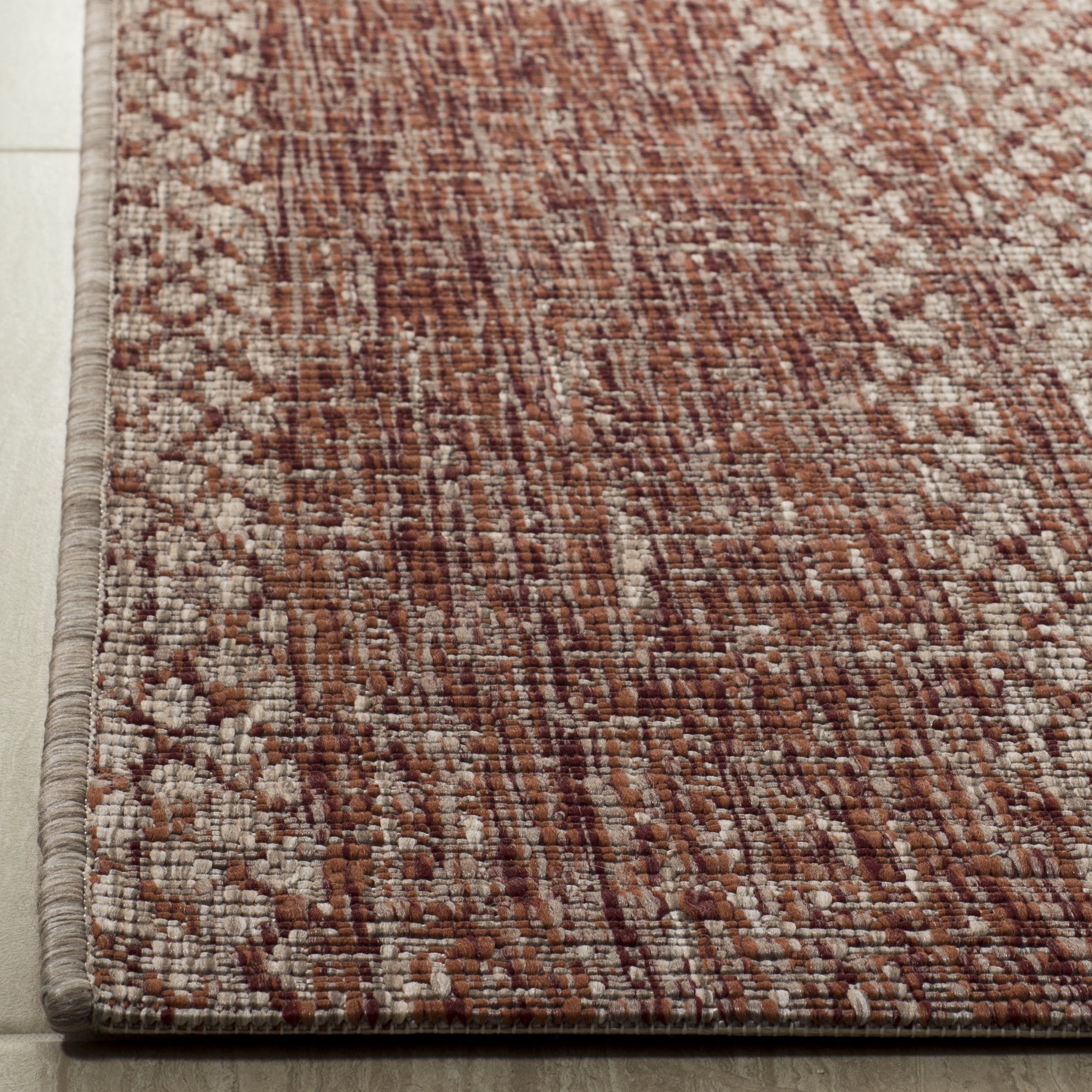 SAFAVIEH Courtyard Robert Striped Indoor/Outdoor Area Rug, 8' x 11', Light Beige/Terracotta
