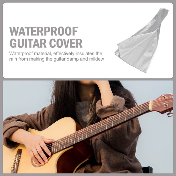 unbranded Protector Guitarra Plata De Material Impermeable Con Costuras Y Duraderas