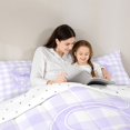 thumbnail image 4 of Manfei Purple Abstract Gingham Pattern Twin Comforter Sets,Ribbon Bow Monogrammed S Bedding Set,Reversible,2-Piece,1 Comforter and 1 Pillowcase, 4 of 7