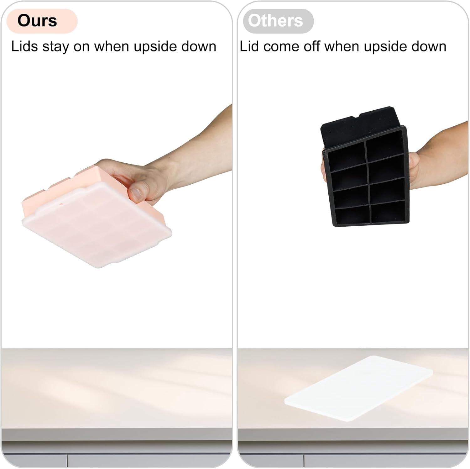 3-Pack Silicone Ice Cube Trays with Lids – 45 Cubes, Easy-Release, Leakproof – BPA-Free – Multicolor – 9.44"L x 8.26"W x 1.57"H