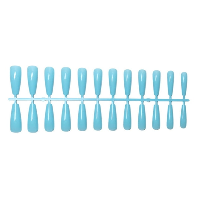 Vogacara 24 piezas Extra largas Prensa en uñas Artificial DIY Sólido Duradero Francés Elegante Uñas acrílicas para salones de manicura Arte Cubierta Juegos de manicura 5azul Vogacara CE011405-05