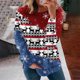 thumbnail image 2 of Sudaderas de cuello redondo de Navidad de manga larga para mujer, suéter holgado informal, blusa con estampado de Papá Noel y gato bonito Fridja FKASFK228, 2 of 6