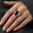 thumbnail image 4 of PAURO Gemstone Rings for Women Chunky Wide Stainless Steel Silver Gold Plated Personalized Statement Unique Dainty Band Index Finger Thumb Midi Vintage Jewelry Silver Size 8, 4 of 5
