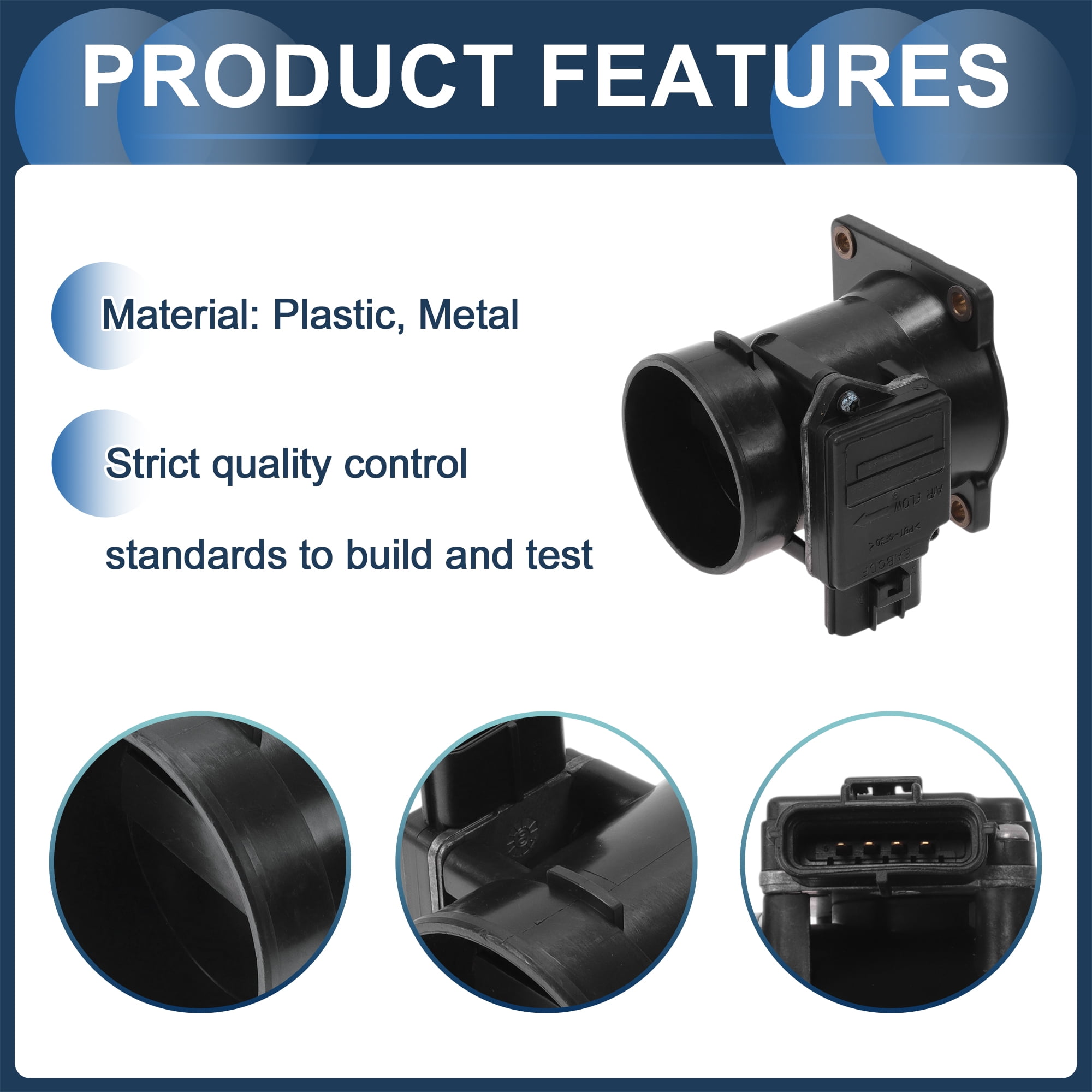 Unique Bargains Mass Air Flow Sensor Assembly No.F72F12B579AA Car MAF Sensor for Ford Escape 2014-2019 Plastic Metal 1 Pcs
