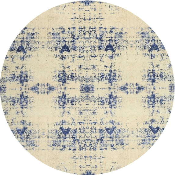 Ahgly Company Machine Washable Indoor Round Contemporary Dark Goldray Area Rugs, 3' Round