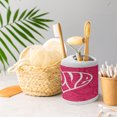 thumbnail image 5 of Ambesonne Groovy Soap Dispenser & Toothbrush Holder Set, Retro Big Heart, 2 Pcs, Pink White, 5 of 6