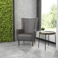 thumbnail image 6 of BizChair Traditional Wingback Accent Chair, Commercial Grade Faux Leather Upholstery and Wooden Frame and Legs, Dark Gray, 6 of 10