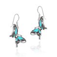 thumbnail image 3 of Enchanted Filigree Butterfly Green Turquoise Sterling Silver Dangle Earrings, 3 of 3