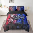 thumbnail image 2 of Erosebridal Black Dirt Bike Bed in a Bag Full size,Geometric Plaid Bed Set,Extreme Sports Bedding Full Size,Microfiber Buffalo Room Decor,Reversible,7pcs, 2 of 6