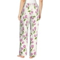 thumbnail image 3 of Naloa Tulips Flowers Print Women’s Ultra-Soft Comfy Pajama Lounge Pants with Pockets & Drawstring, 3 of 8