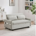 thumbnail image 3 of Euroco 55" Loveseat with Pull Out Bed, Sleeper Sofa with Adjustable Backrest, 2 Seater Couch with Pillows, Storage Pockets for Living Room, Beige, 3 of 12