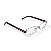 Contour Mens FM9214 Rectangular Prescription Eyeglasses with Case, Shiny Silver