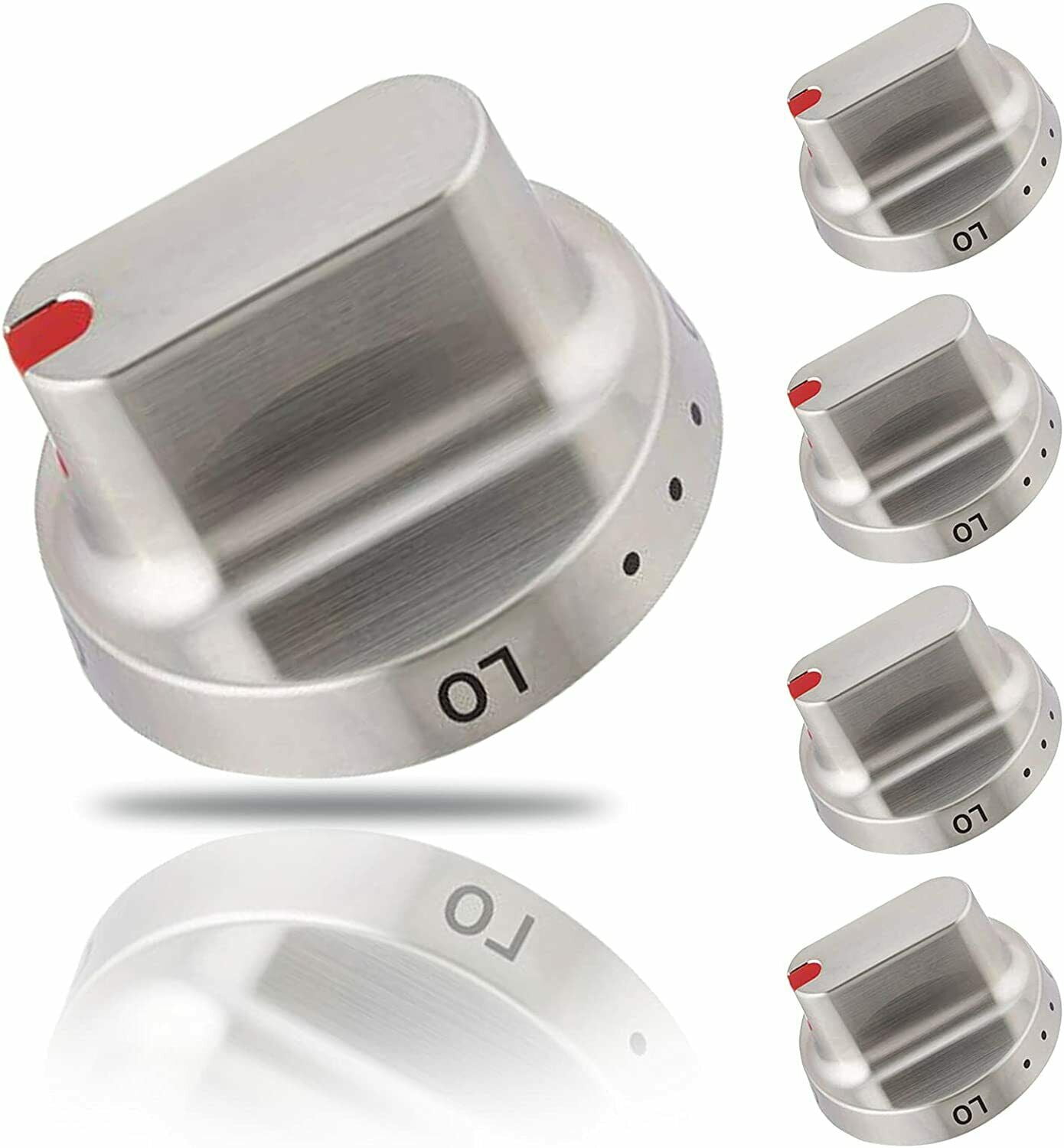 Bang4Buck 5PCS Top Burner Control Dial Knob Range Oven replacement Stainless Steel Compatible with Samsung Stove Range Oven