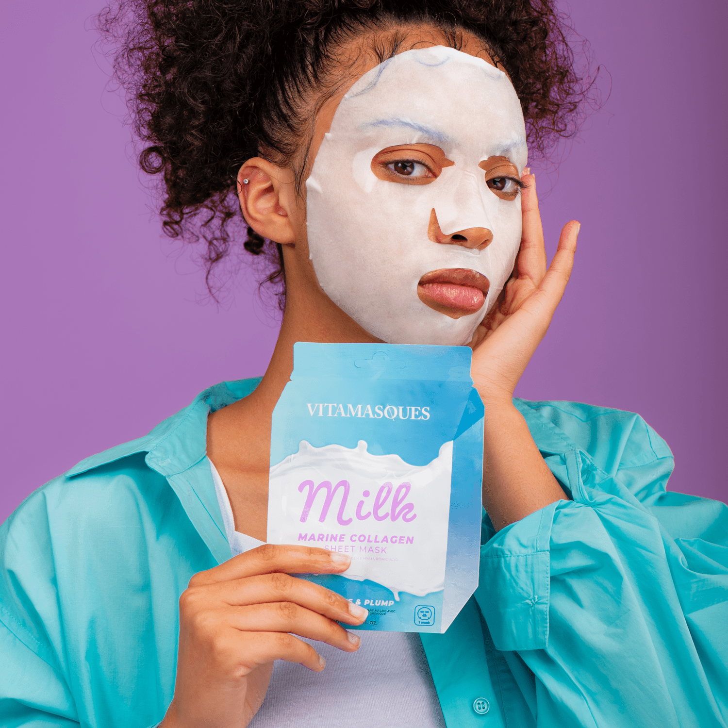(72 pack) Vitamasque Milk Face Mask, Marine Collagen, One Sheet Mask