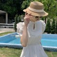 thumbnail image 5 of Sombrero de paja con forma de serpentina para mujer, de circunferencia de 56 a 58 cm, sombrero de copa plana para verano, protector solar, para vacaciones en la playa, sombrero para el sol, 5 of 5