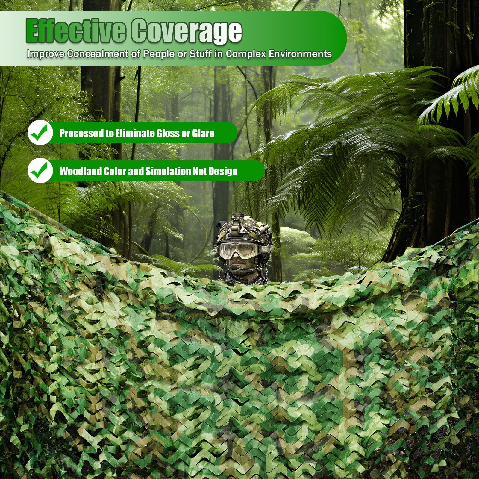Aiqidi 26 x 26FT Polyester Fabric Woodland Camouflage Netting Woodland Camo Camping Hunting Netting Hide Cover Net