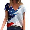thumbnail image 1 of Camiseta de cuello en V con estampado escénico de talla grande informal a la moda para mujer Fridja  hjk4075, 1 of 8