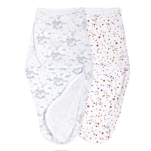 aden   anais Essentials x Harry Potter Wrap Swaddles, Cotton, Harry Potter Messenger, Unisex, Newborn, 0-3 M, 2-Pack